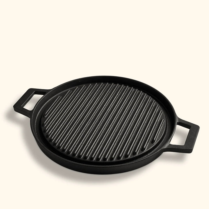 Cast Iron Double-Sided Round Grill (30 cm)