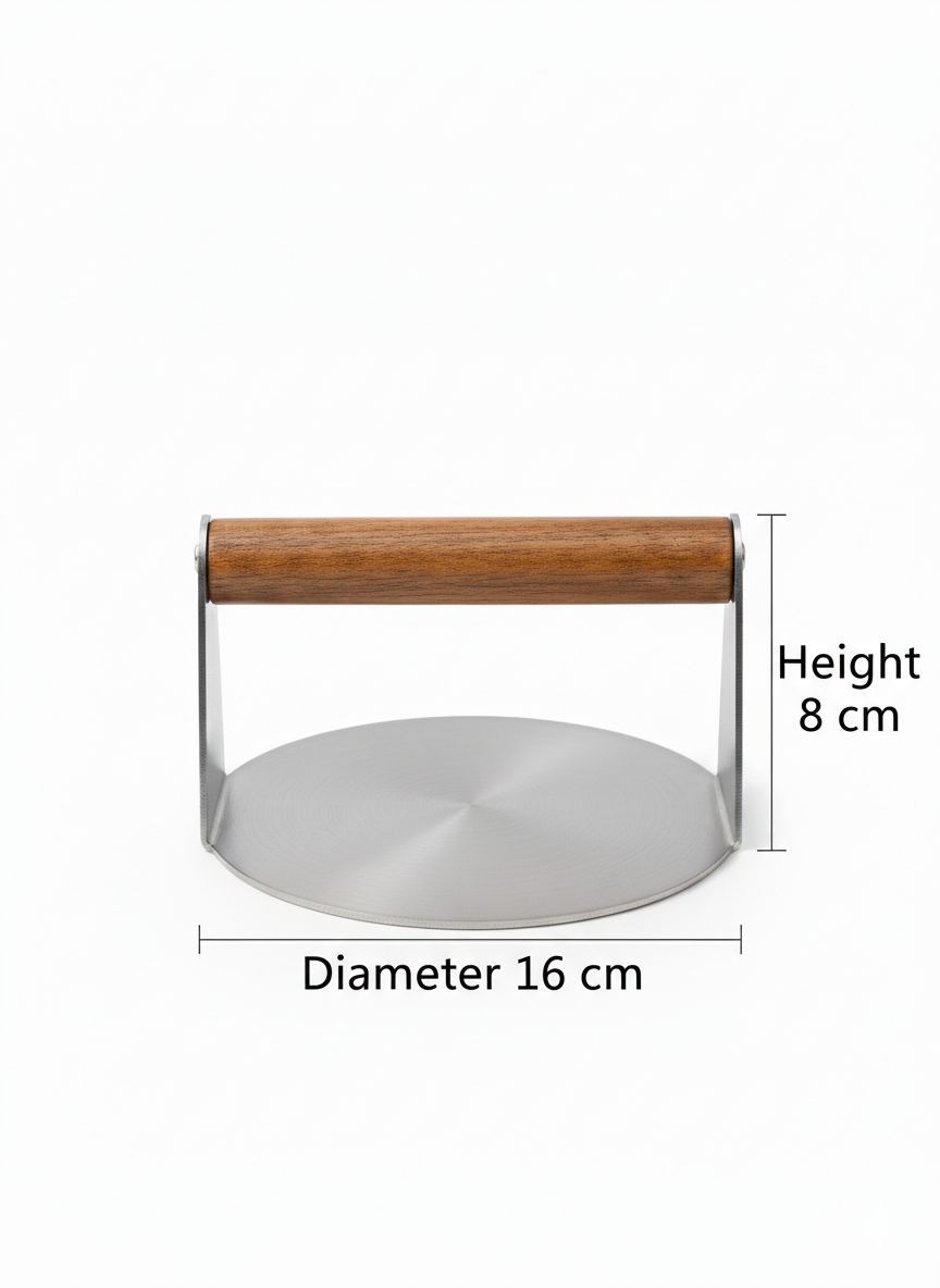 Stainless Steel Burger Smasher with Wooden Handle - 725 grams