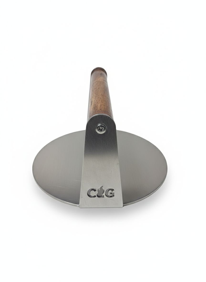 Stainless Steel Burger Smasher with Wooden Handle - 725 grams