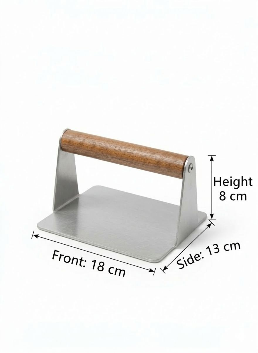 Stainless Steel Steak Press with Wooden Handle - 725 grams