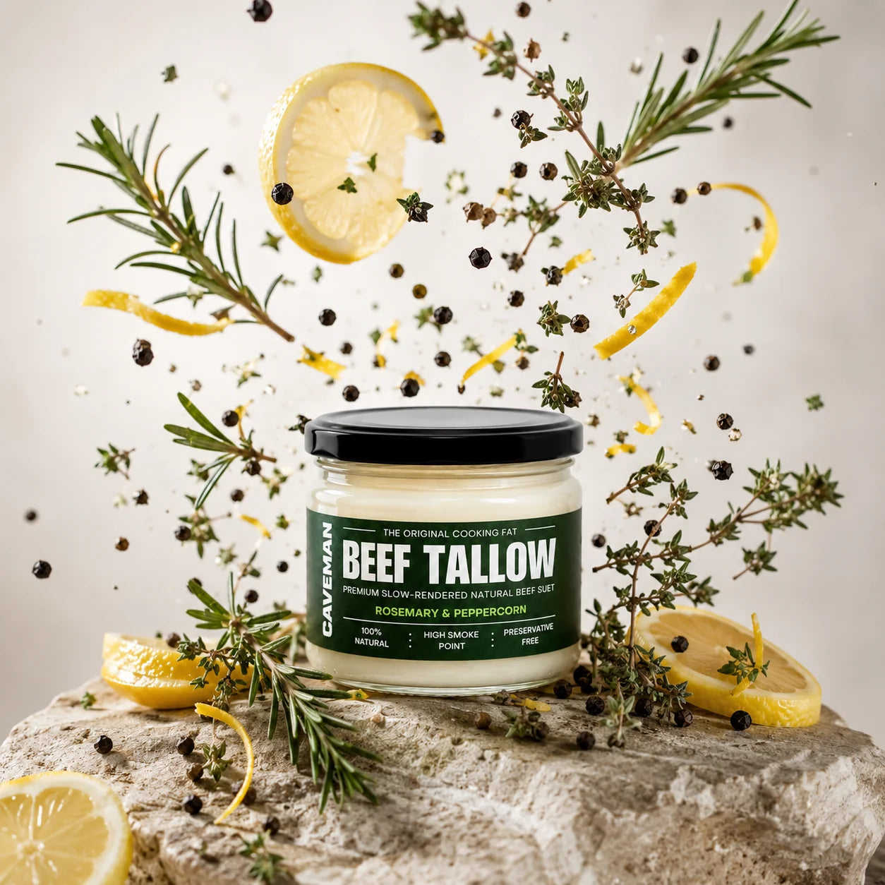 Rosemary and Pepper Beef Tallow for Cooking and Searing 250 grams