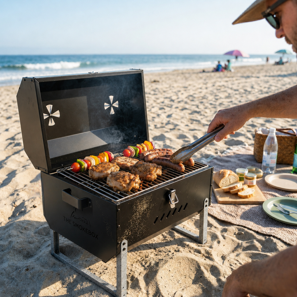 The Grillmaster Starter Grill for BBQ and Smoking - Enamel black