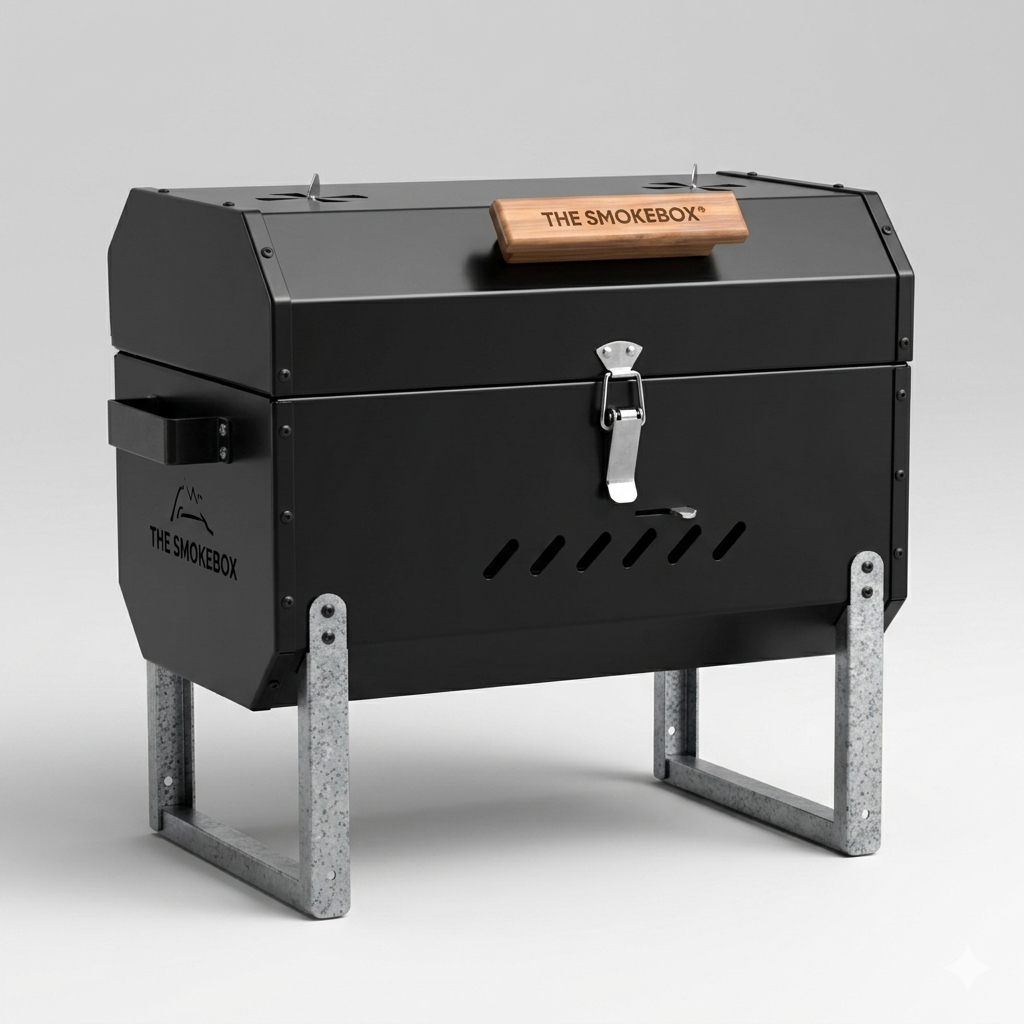 The Grillmaster Starter Grill for BBQ and Smoking - Enamel black